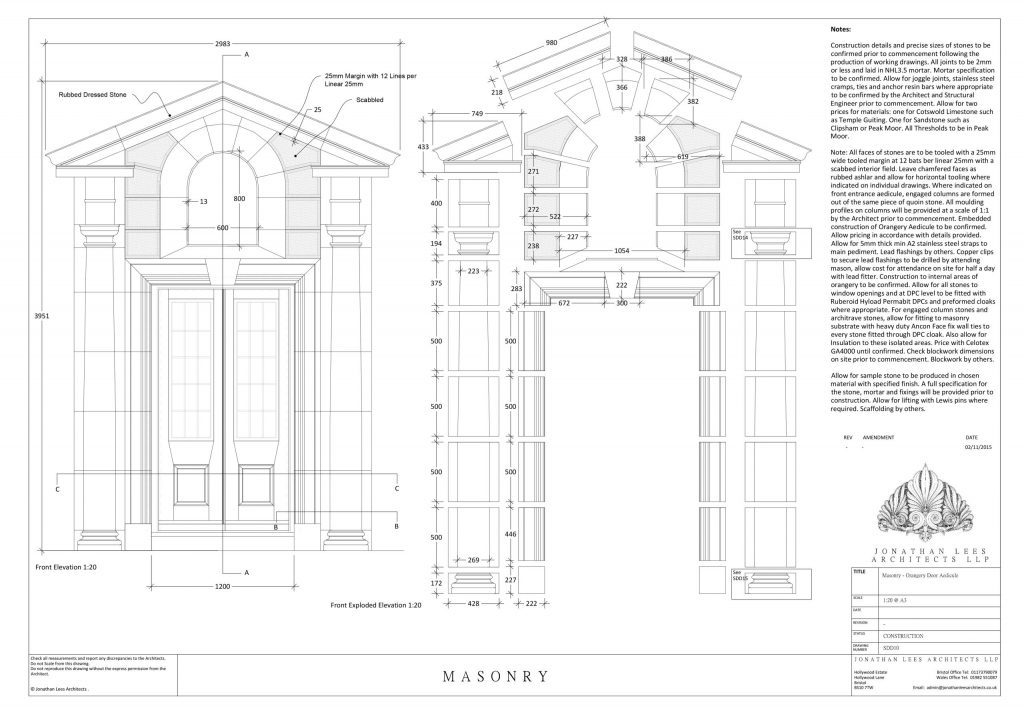 Classical Architect drawing for orangery