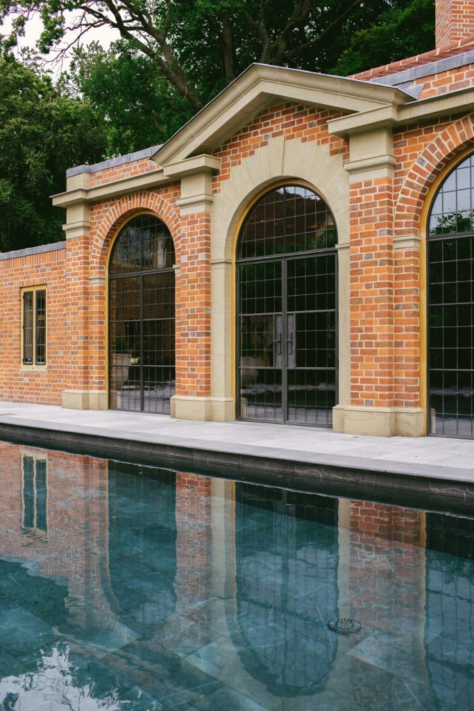 Classical new pool house and swimming pool