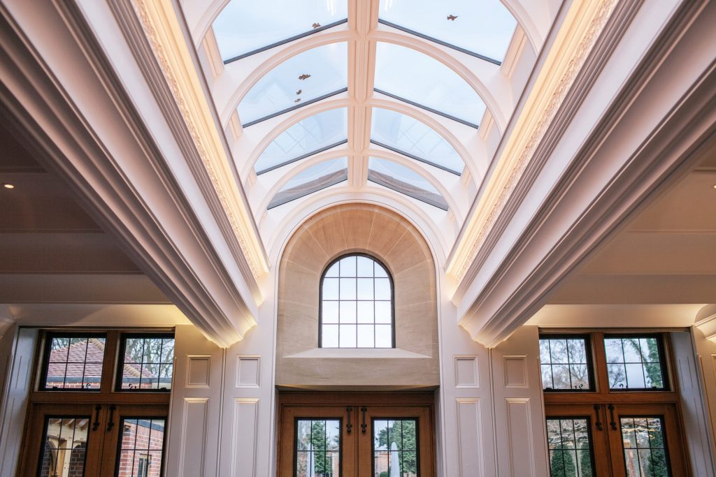 Glazed lantern roof light in classical orangery