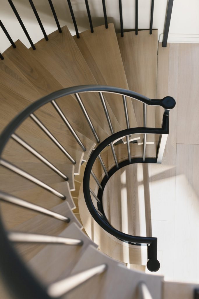 Modern spiral staircase in Oak