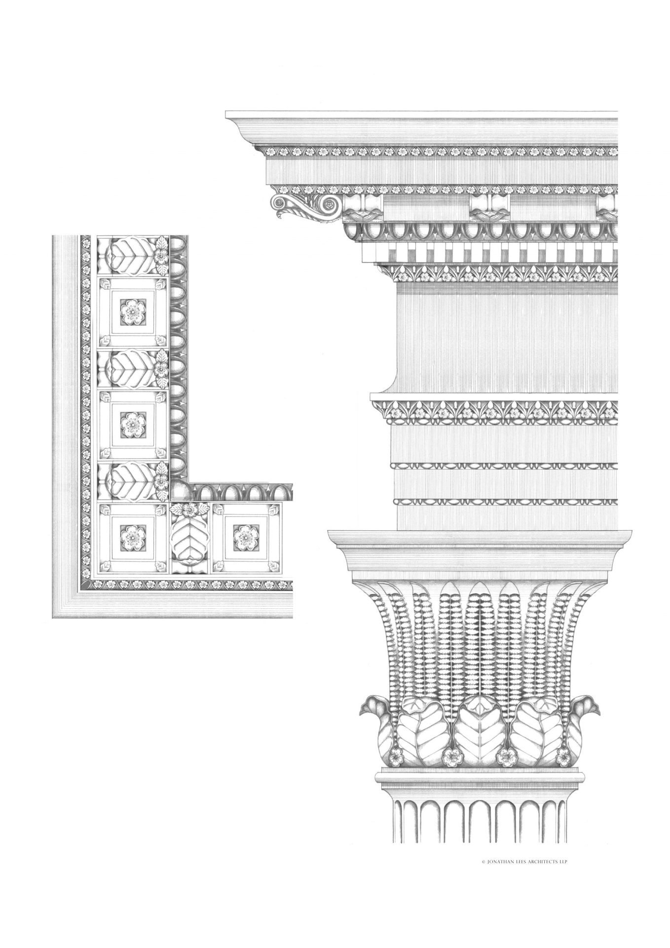 Ornate Classical order pencil design by Architect