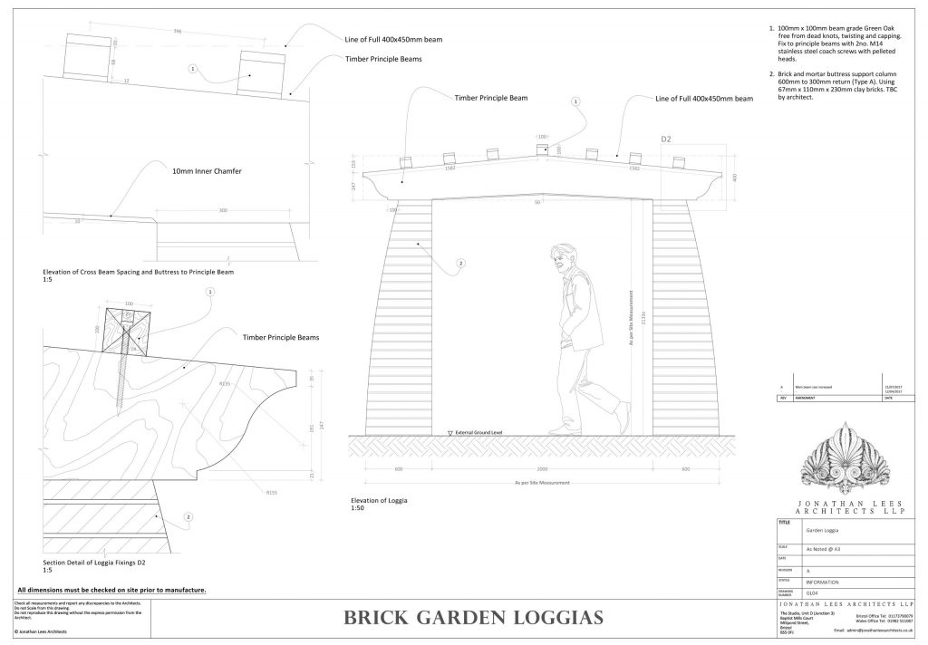 Arts and Crafts brick and Oak loggia design