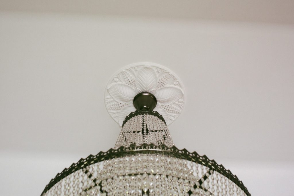 Plaster ceiling rose for chandelier