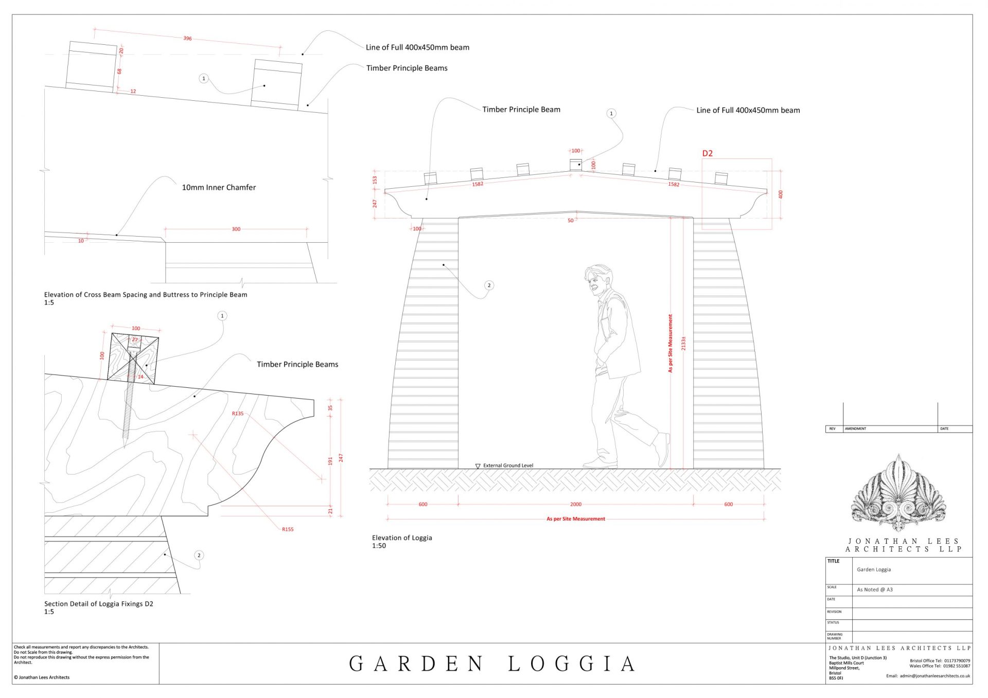 Arts and Crafts brick and Oak loggia design