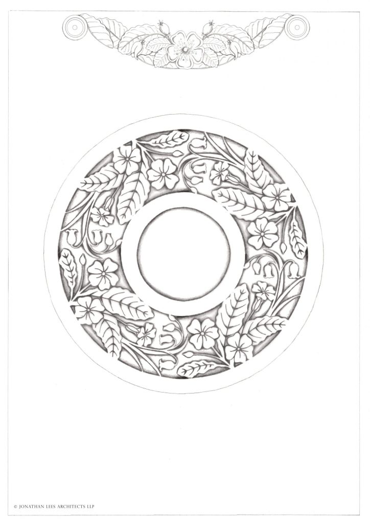 Garden brass inlay design with primroses