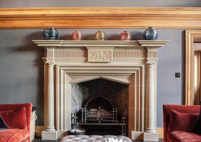 Central Stone Fireplace