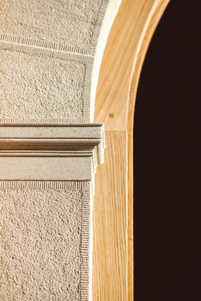 Classical stone and oak door