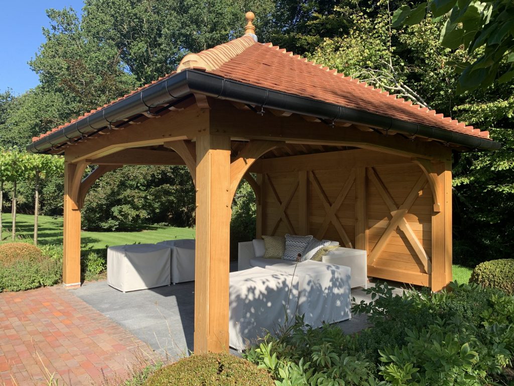 Oak frame tennis court garden pavilion Covered garden pavilion building with Oak frame