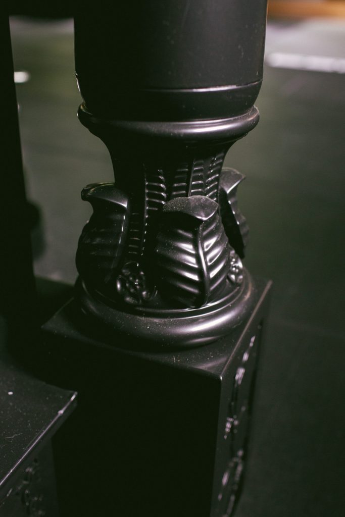 Bespoke metal newel post for ornate staircase Bespoke metal staircase newel post for home gym