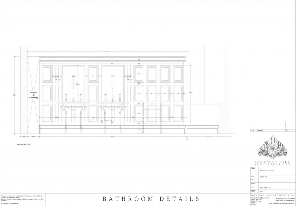 Bathroom Oak panelling designed by Architect