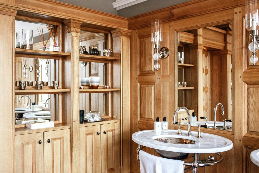 Architect bespoke bathroom Oak panelling