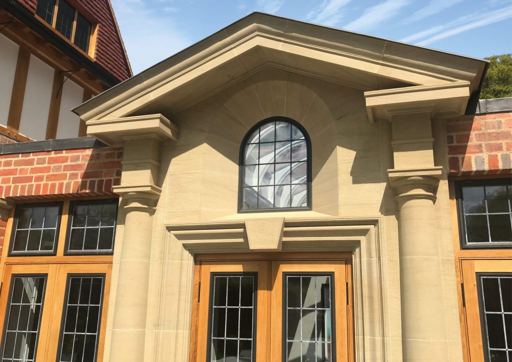 Classical stone house entrance