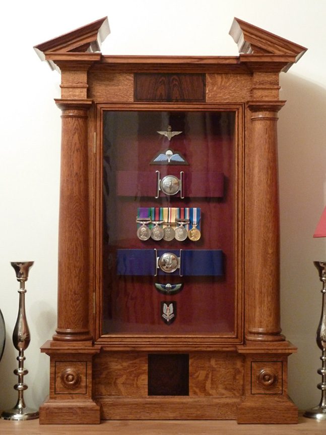 Bespoke oak and rosewood cabinet for display