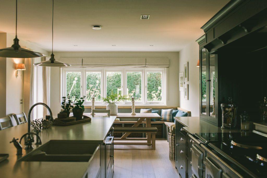 New contemporary bespoke kitchen in modern home