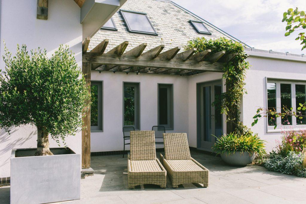Traditional Cornish Garden Patio Contemporary garden design and pergola