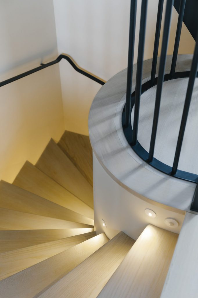 Contemporary country house spiral oak staircase