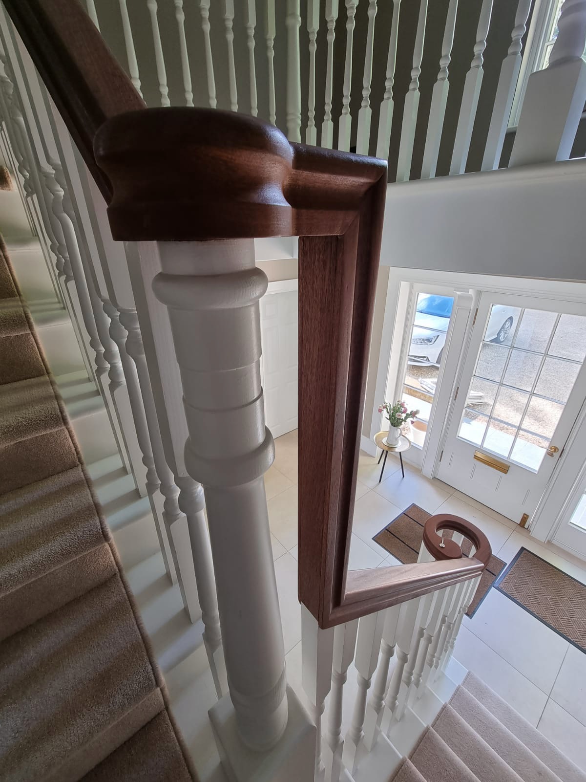 Traditional staircase handrail in country house