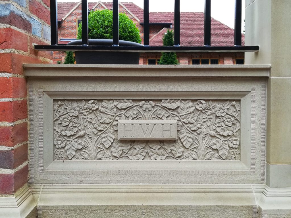 Intricate stone carving in sandstone