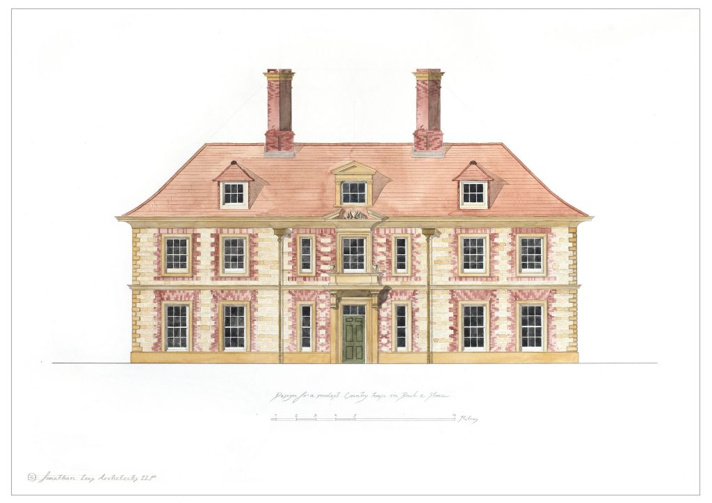 Queen Anne Style House Design Watercolour New classical country house design Architect