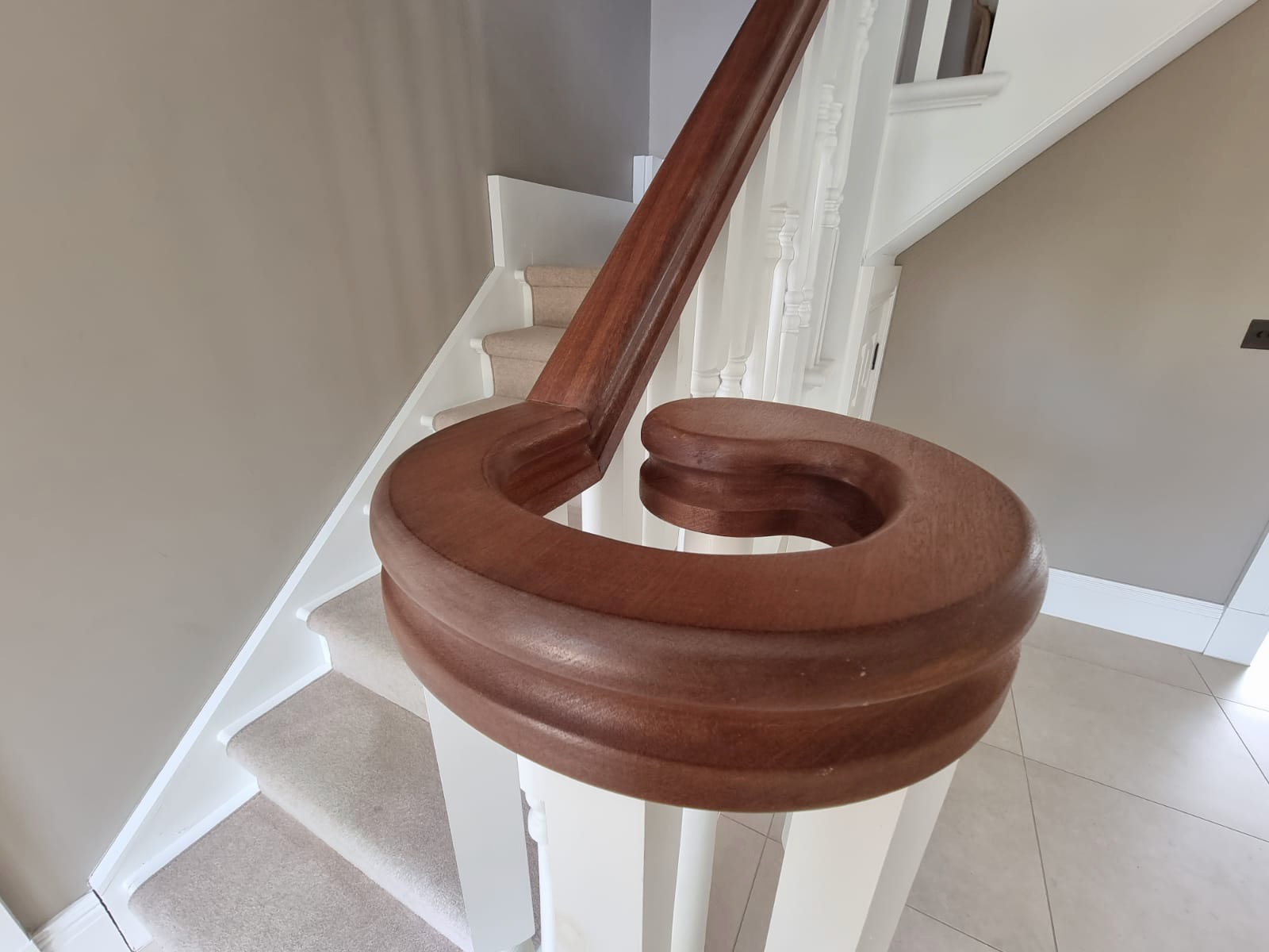 Traditional Arts and Crafts wooden handrail