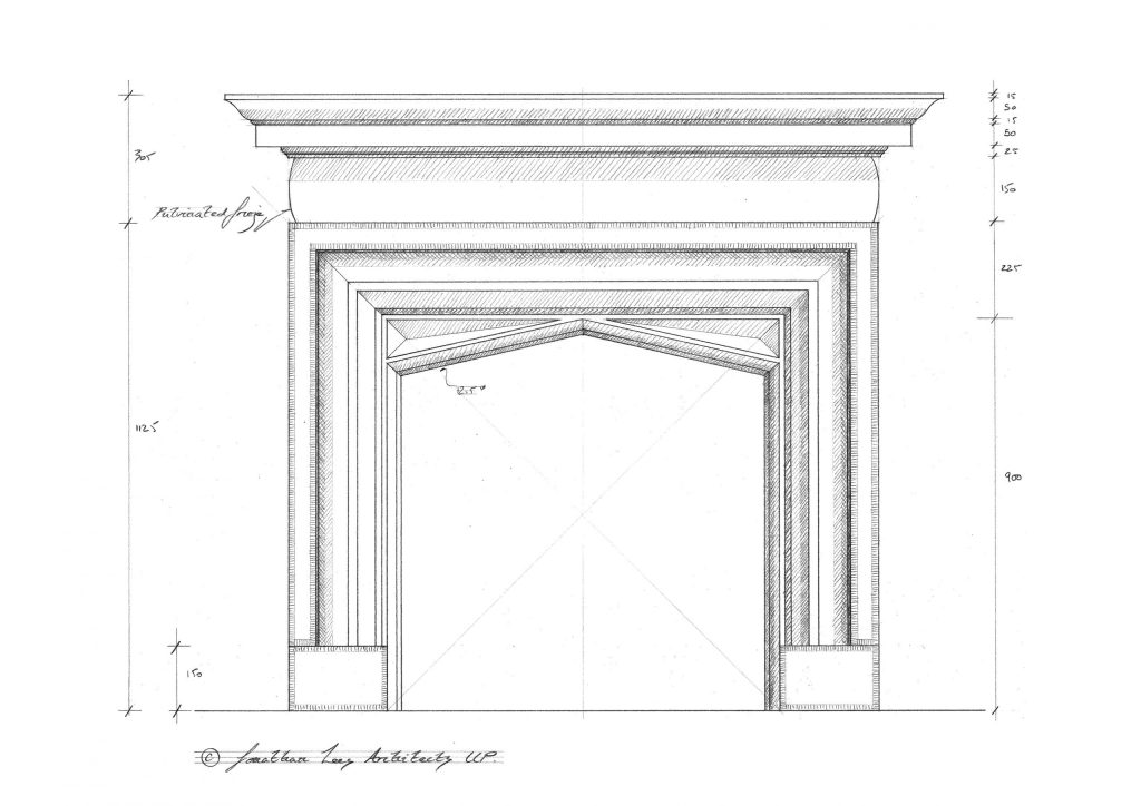 Architect designed classical stone fireplace