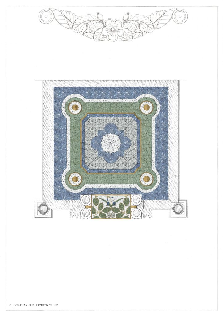 Terrazzo Floor Design for Garden building Garden building terrazzo floor with brass inlay