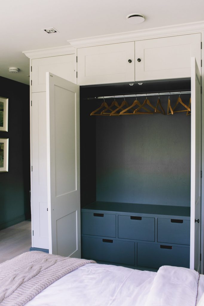 Dark interior bespoke contemporary wardrobes