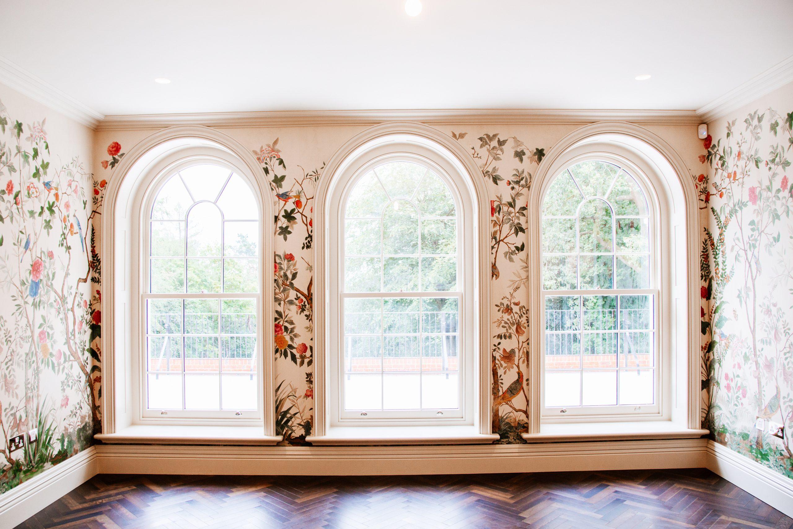 A watercolour of the East elevation to an Arts and Crafts country house restoration and remodelling project in the Quantocks. Painted by Jonathan Lees.
