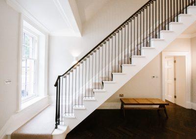 Classical Oak and Metal Staircase