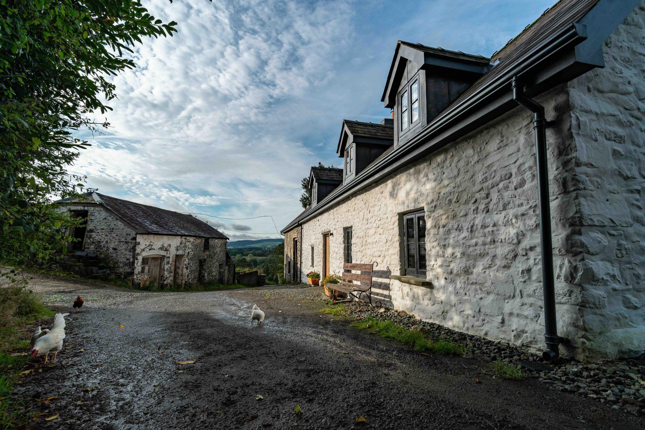 Newly restored Welsh farmhouse in the Cambrian mountains in Mid-Wales.