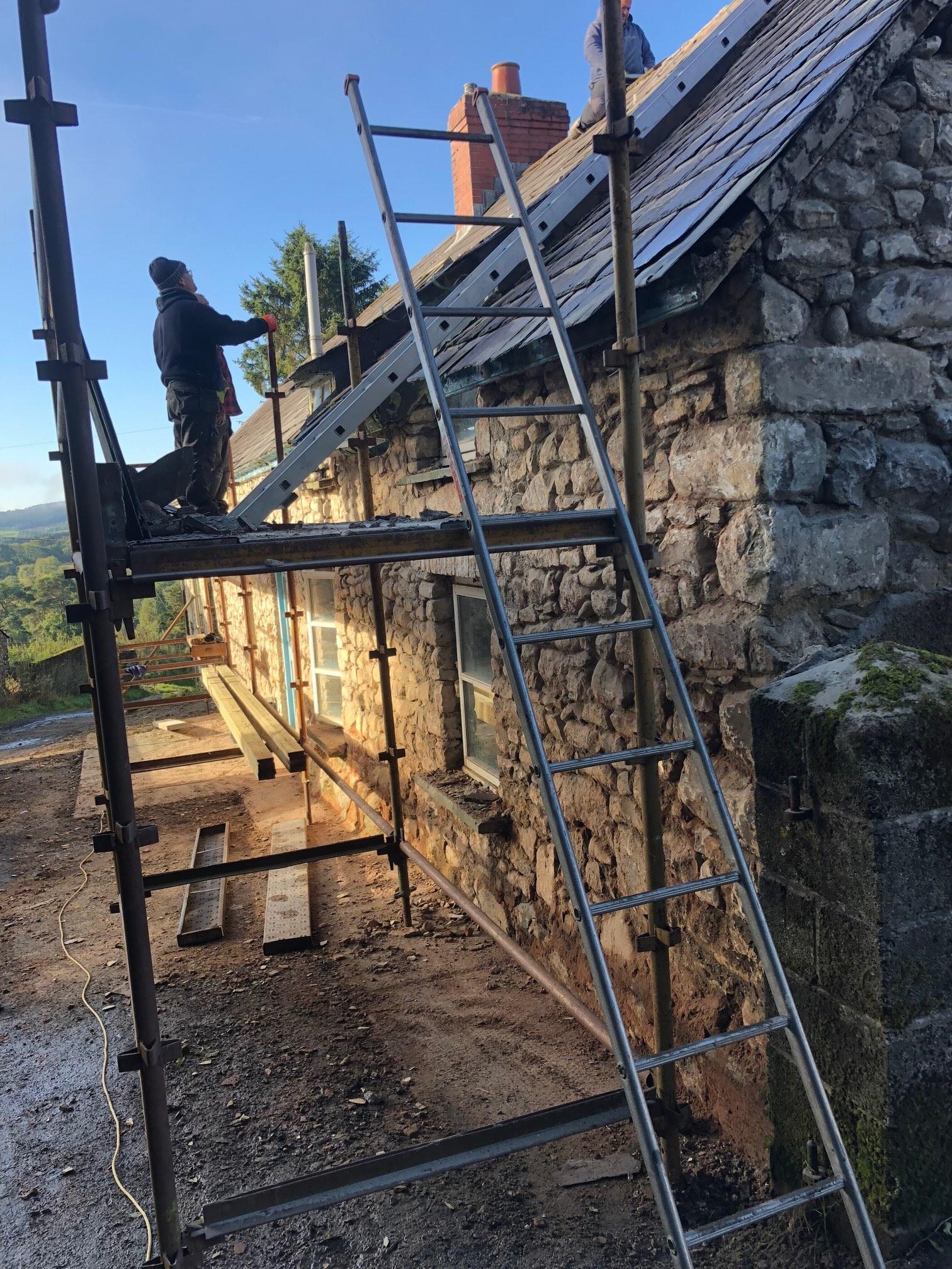 During the restoration of the traditional Welsh longhouse.